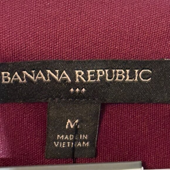 Banana Republic Plaid Textured Burgundy Dress With 3/4 Bell Sleeves Size M - Picture 3 of 12